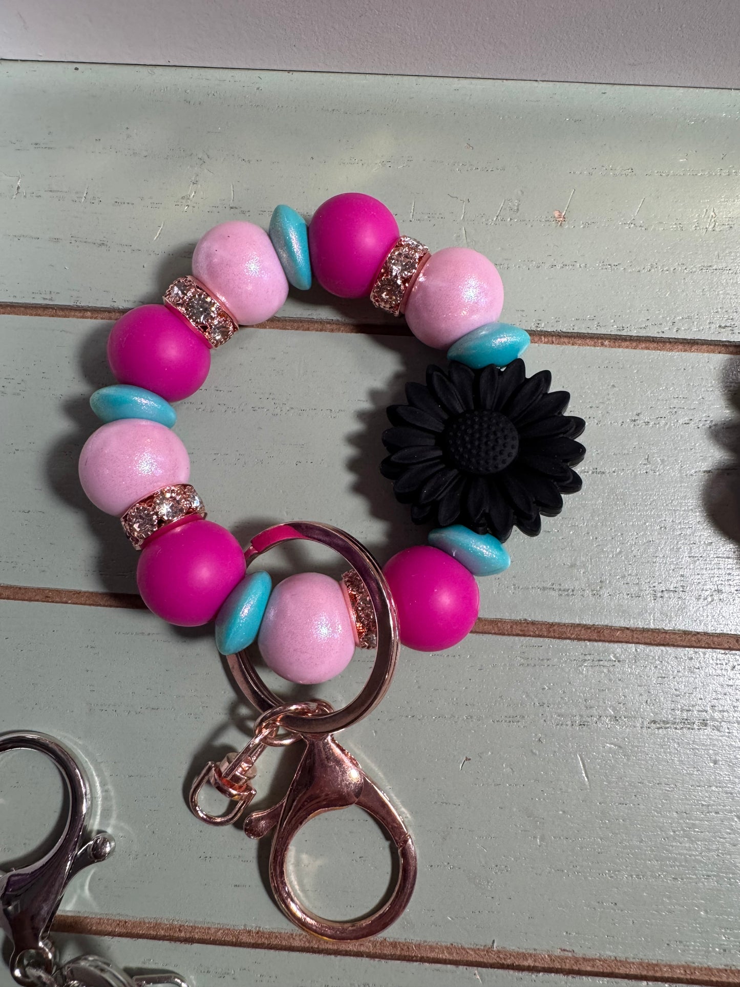 Beaded mini keychain, choice of design/ Sunflower mini bling keychain/ mini dangle keychain