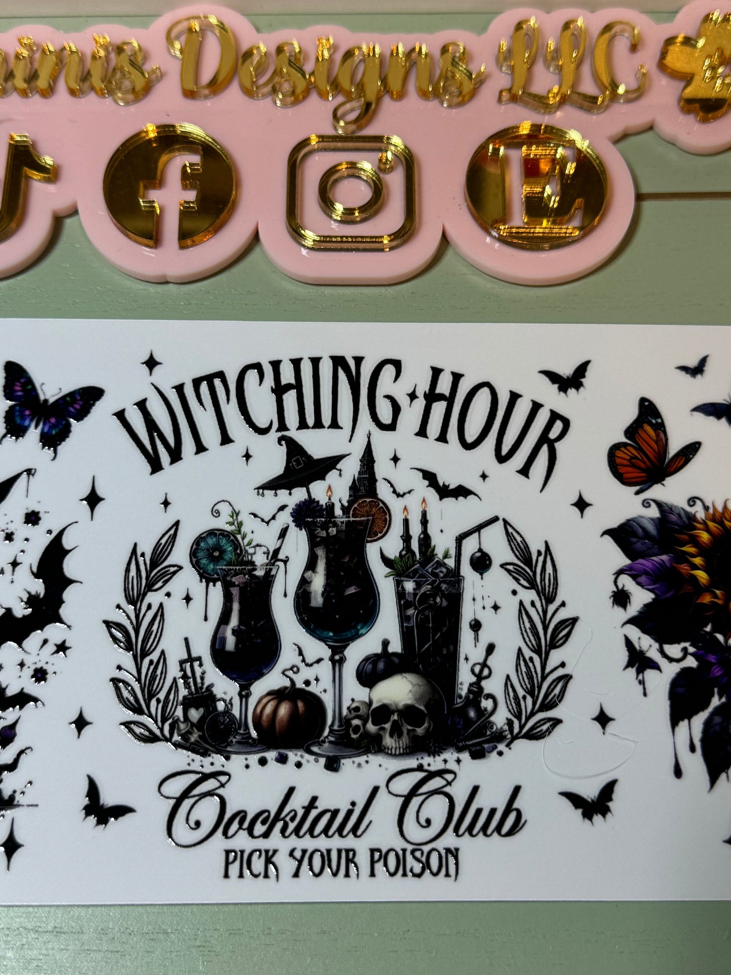 Ready to press| Witching hour/ pick your poison /bats/Halloween/butterfly | uvdtf wrap | Permanent decal | No heat needed | Waterproof