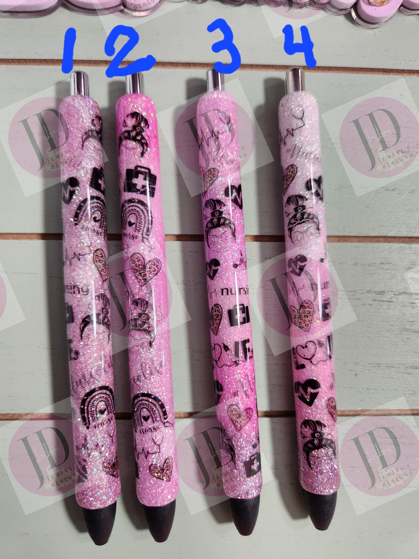 Nurse Life Glitter Pens, Glitter Gel Pens- Soft Pink ombre Glitter nurse life glitter pen/RE-FILLABLE. Please choose 1-4.  One pen for price