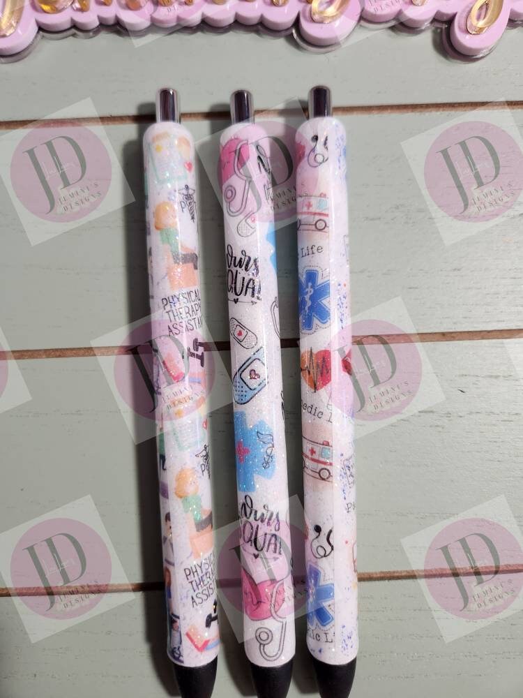 Nurse life, paramedic or PT assistant pen wrap Glitter pen, pen wrap with Lots of vibrant colors sparkle.   Gorgeous glitter pen