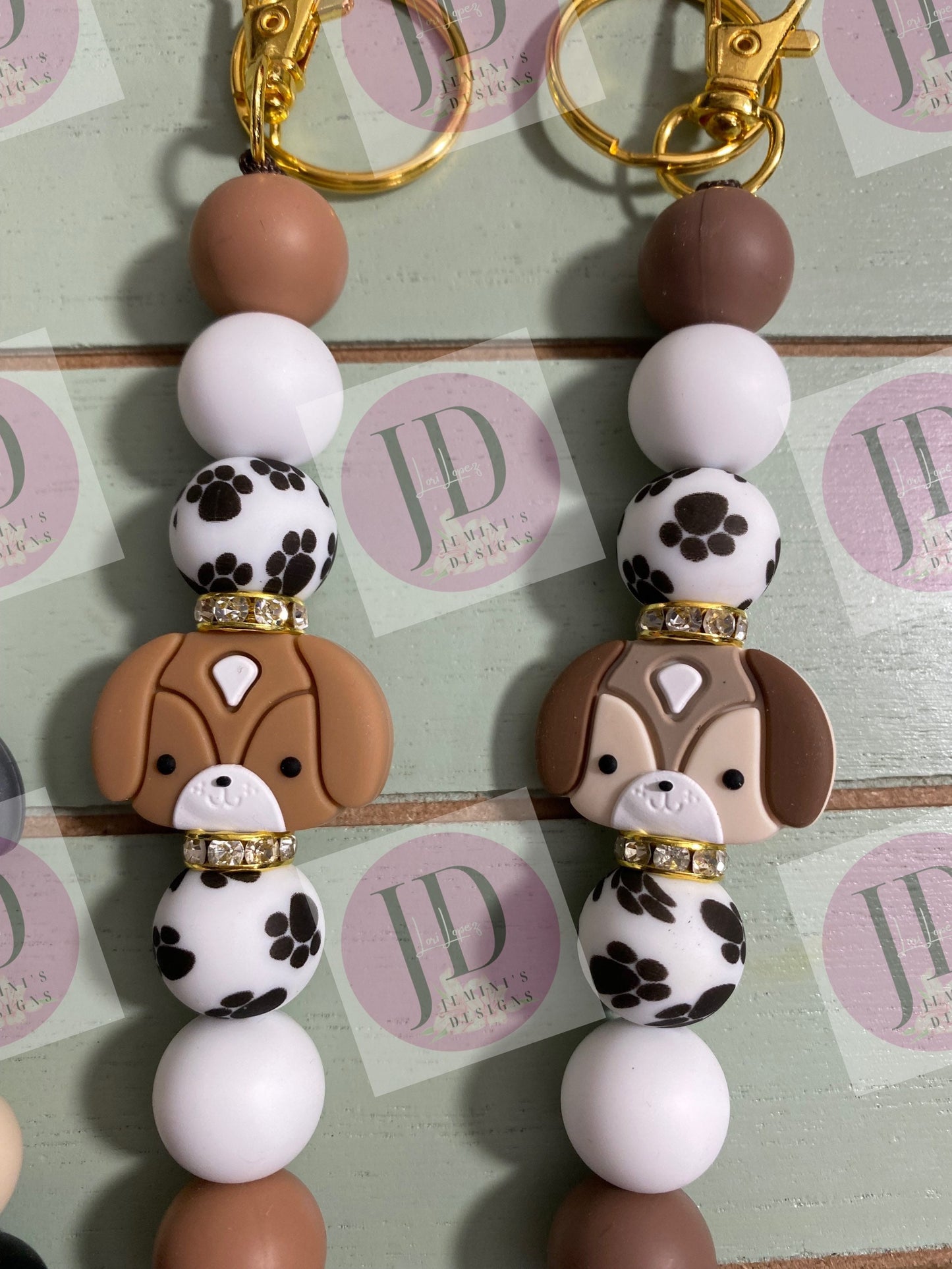 Ready to Ship Adorable puppy/dog bling beaded Keychain/beaded mini Keychain & dog/dangle Keychain/puppy keychain