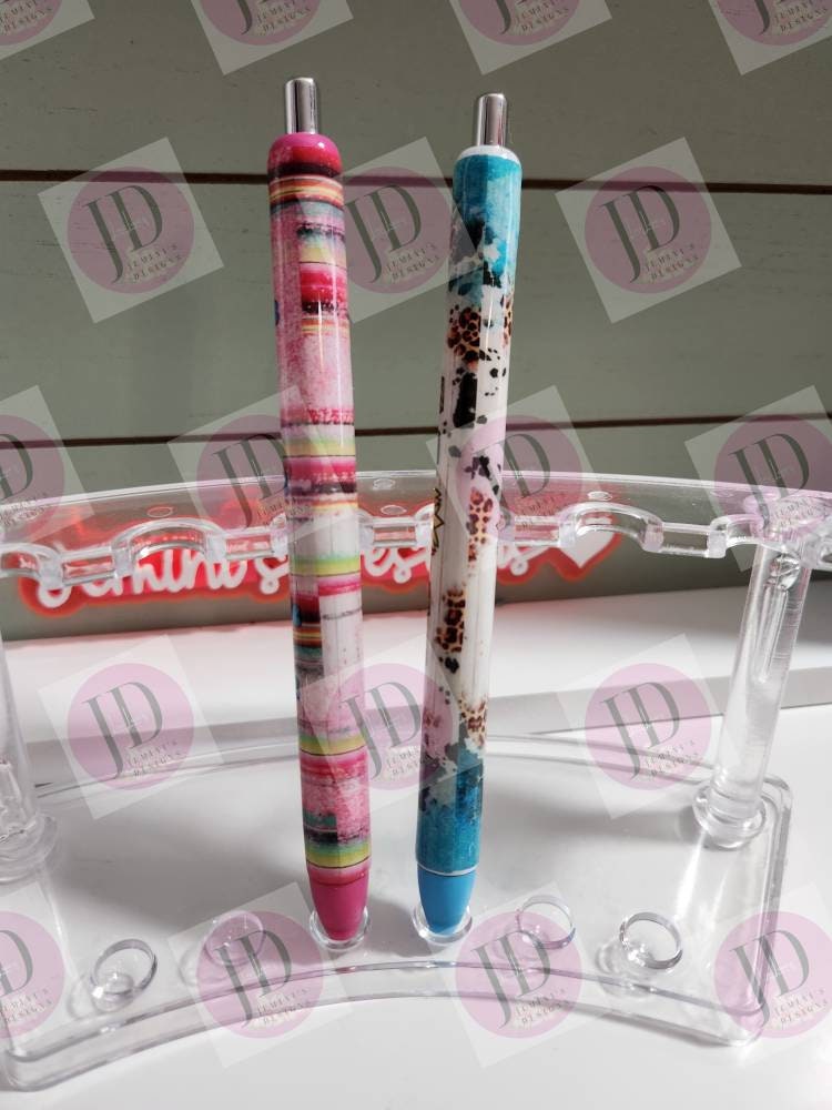 Lefty Mama cow pink leopard or Turquoise Mom print pen, pen wrap with Lots of vibrant colors. Gorgeous Mama or mom pen/ cow/ leopard pen