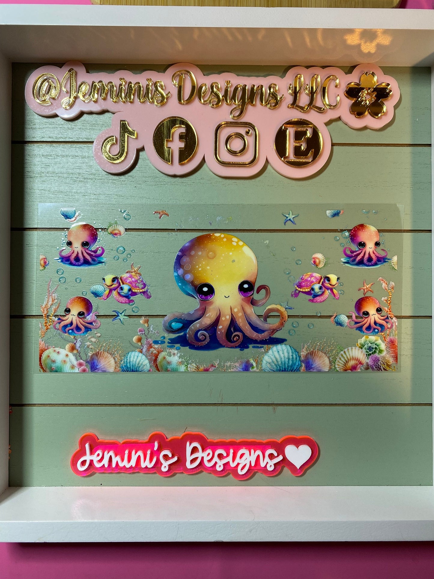 UV DTF 16 oz Glass can Ready to Apply| Baby octopus floral uvdtf wrap | Permanent decal | No heat needed | Waterproof material