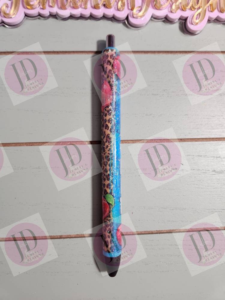 Teacher pen wrap Glitter pen, pen wrap with Lots of vibrant colors sparkle.   Gorgeous glitter pen