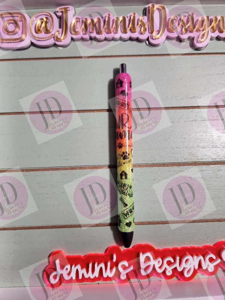 Fur Mama Dog Glitter Pens, Glitter Gel fur mama pen/Glitter rainbow pen