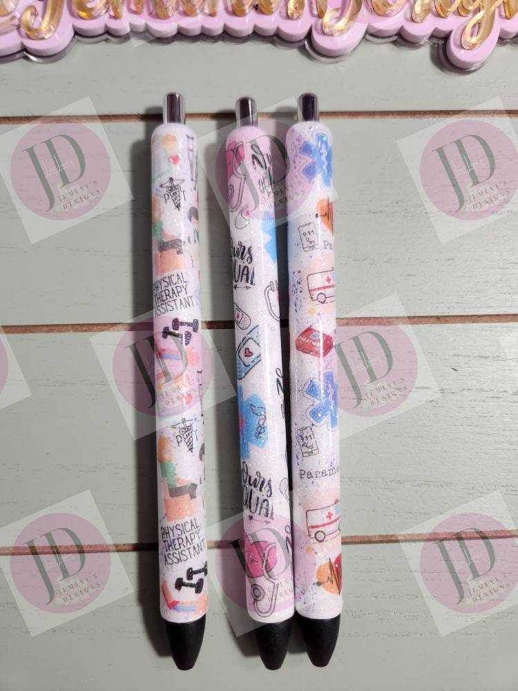 Nurse life, paramedic or PT assistant pen wrap Glitter pen, pen wrap with Lots of vibrant colors sparkle.   Gorgeous glitter pen