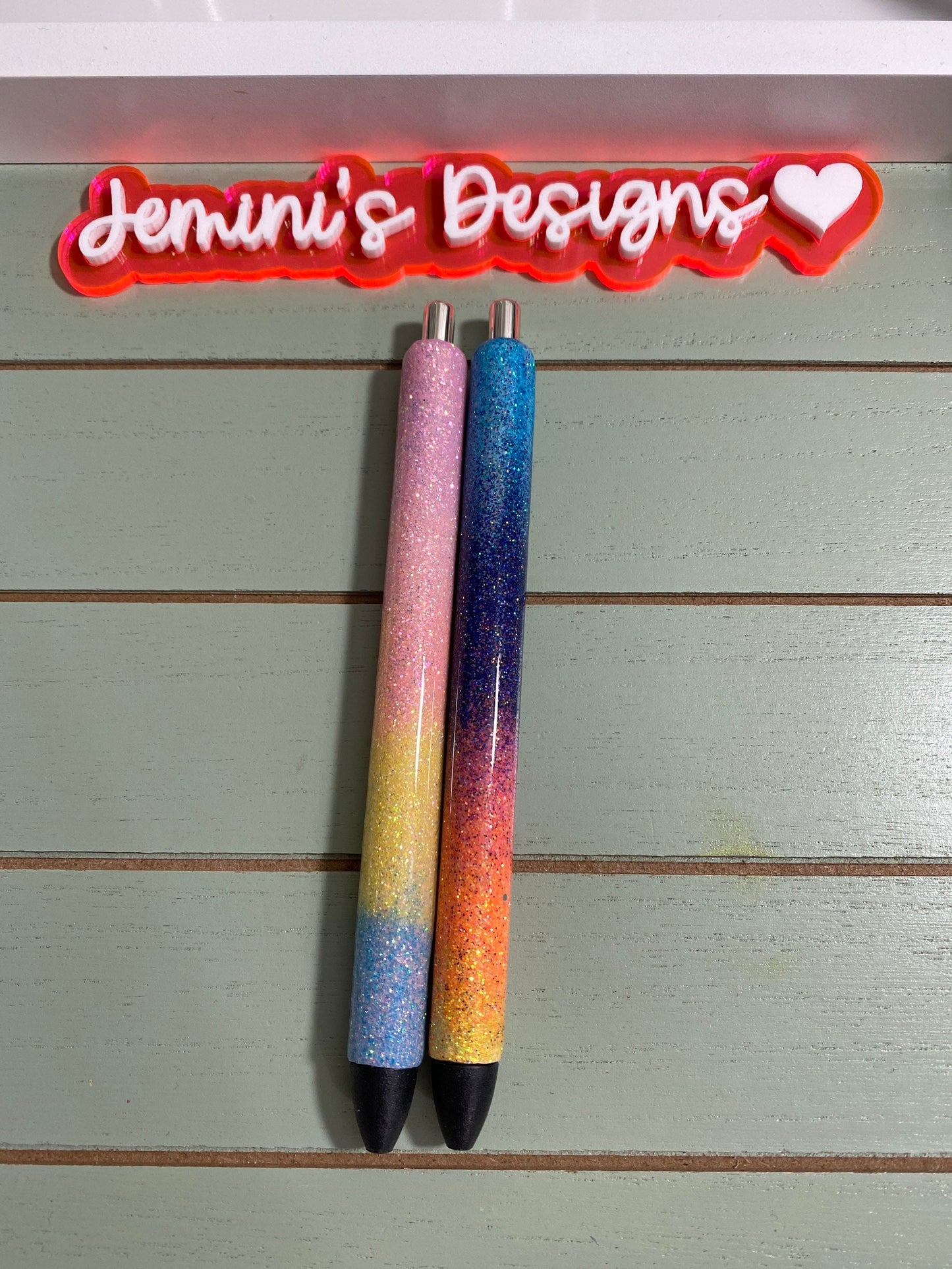 Beautiful bold & pastel rainbow pen set, ready for personalization, Set of 2 pens/ready for your business name or personal name