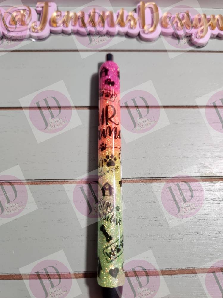 Fur Mama Dog Glitter Pens, Glitter Gel fur mama pen/Glitter rainbow pen