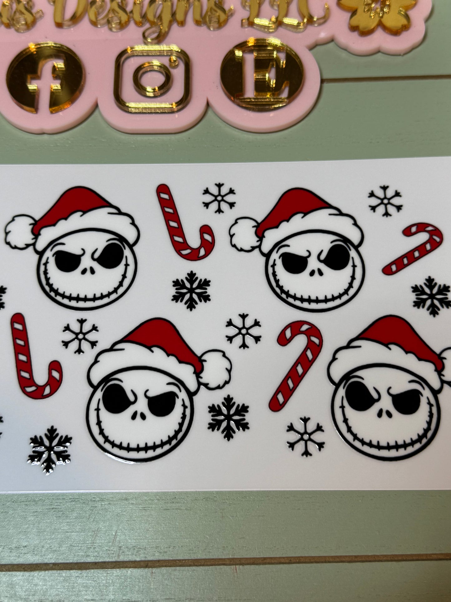 UV DTF Ready to press|  Christmas nightmare jack hat candy canes| uvdtf wrap | Permanent decal | No heat needed | Waterproof