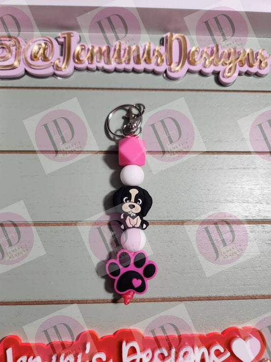 Ready to Ship Adorable puppy/dog beaded Keychain/beaded mini Keychain & dog/dangle Keychain/puppy keychain