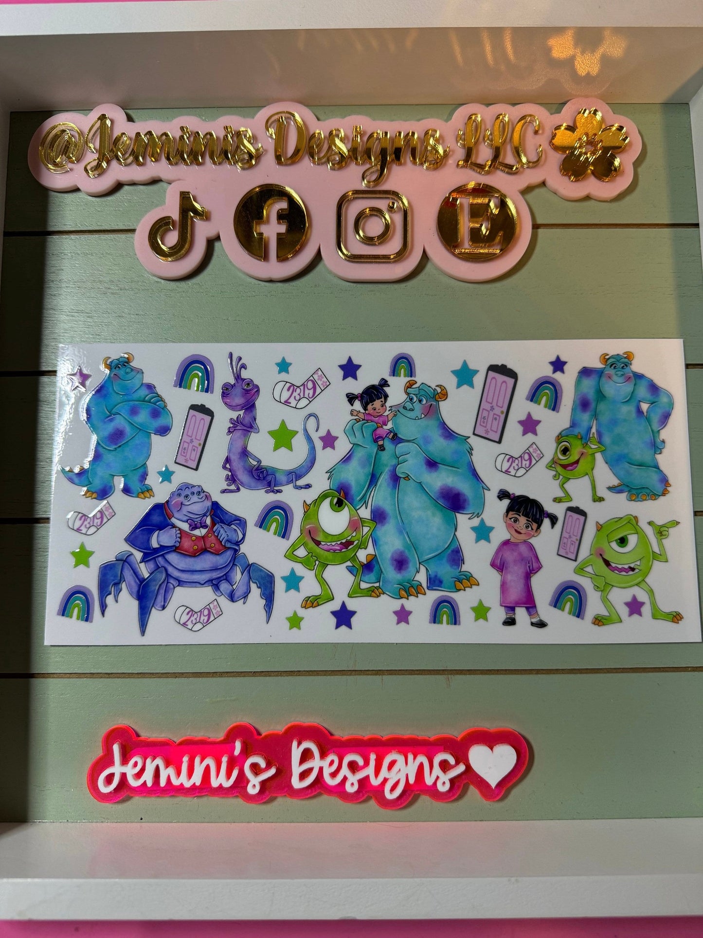 UV DTF  Ready to Apply| Boo, monster friends| cartoon uvdtf wrap | Permanent decal | No heat needed | Waterproof material