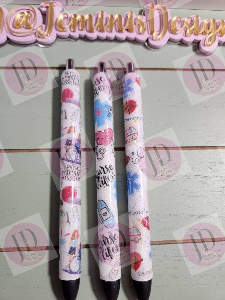 Nurse life, paramedic or PT assistant pen wrap Glitter pen, pen wrap with Lots of vibrant colors sparkle.   Gorgeous glitter pen