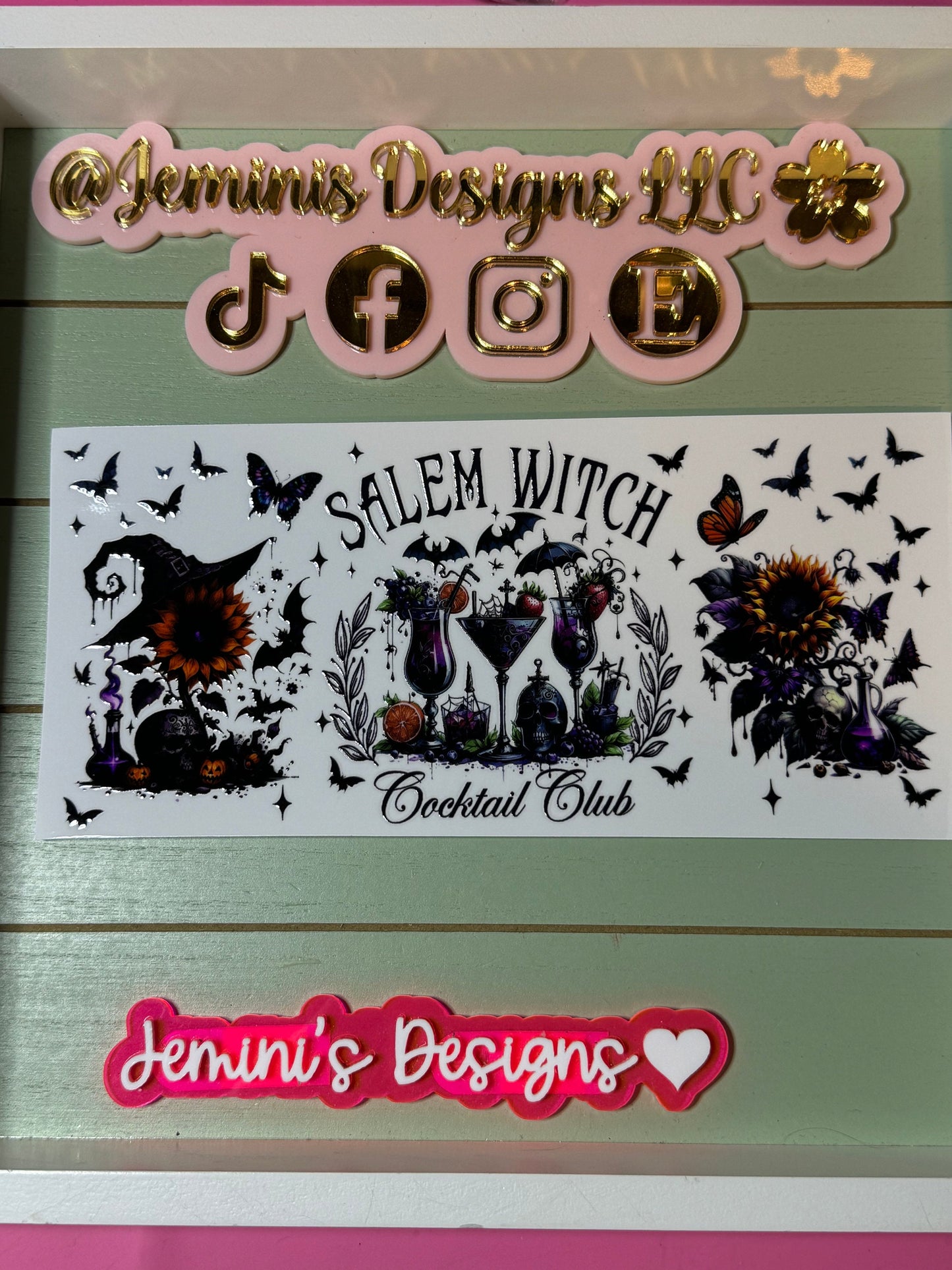 Ready to press| Salem witch/ cocktail  club /Halloween/butterfly/ witch hat / drinks uvdtf wrap | Permanent decal | No heat/ waterproof