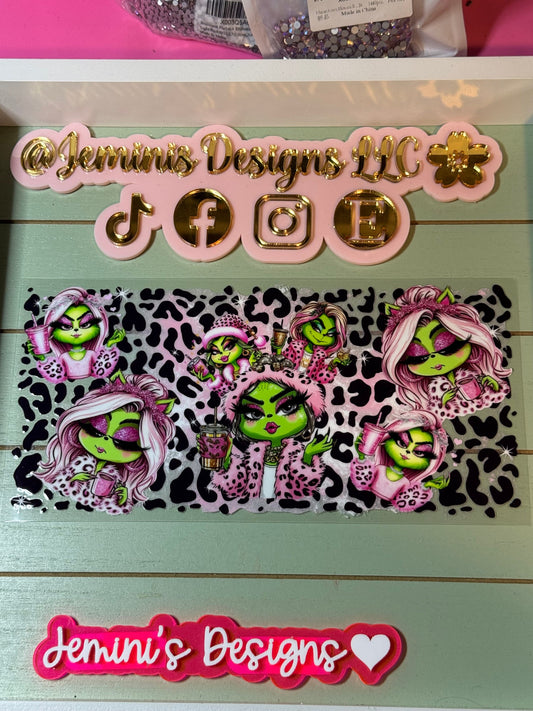 UV DTF Ready to press| Girl pink mean one/ faces/ leopard Christmas | uvdtf wrap | Permanent decal | No heat needed | Waterproof