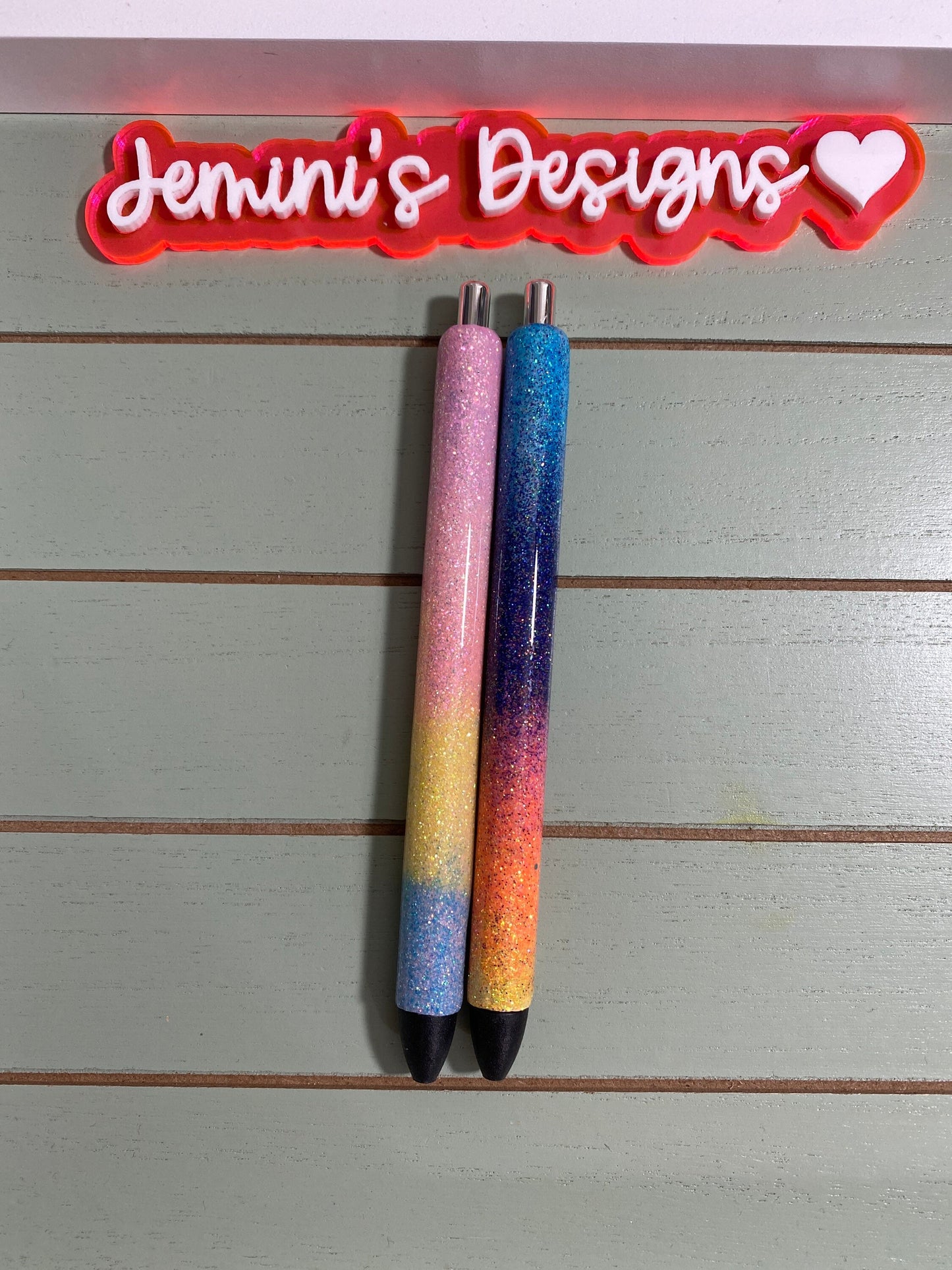 Beautiful bold & pastel rainbow pen set, ready for personalization, Set of 2 pens/ready for your business name or personal name