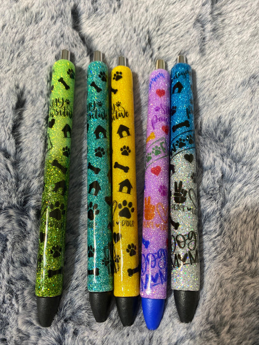 Stay Pawsitive Dog Glitter Pens, Glitter Gel Pens-Different colors to choose from. Only one pen for the list price