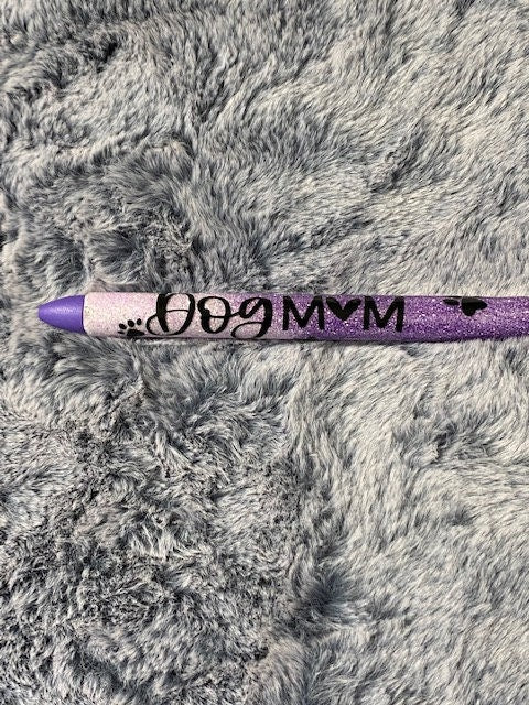 Glitter Pens, Glitter Gel pen, Dog mom glitter pens, dog glitter pens, lavender/purple w paw print /glitter/gifts for women and teens