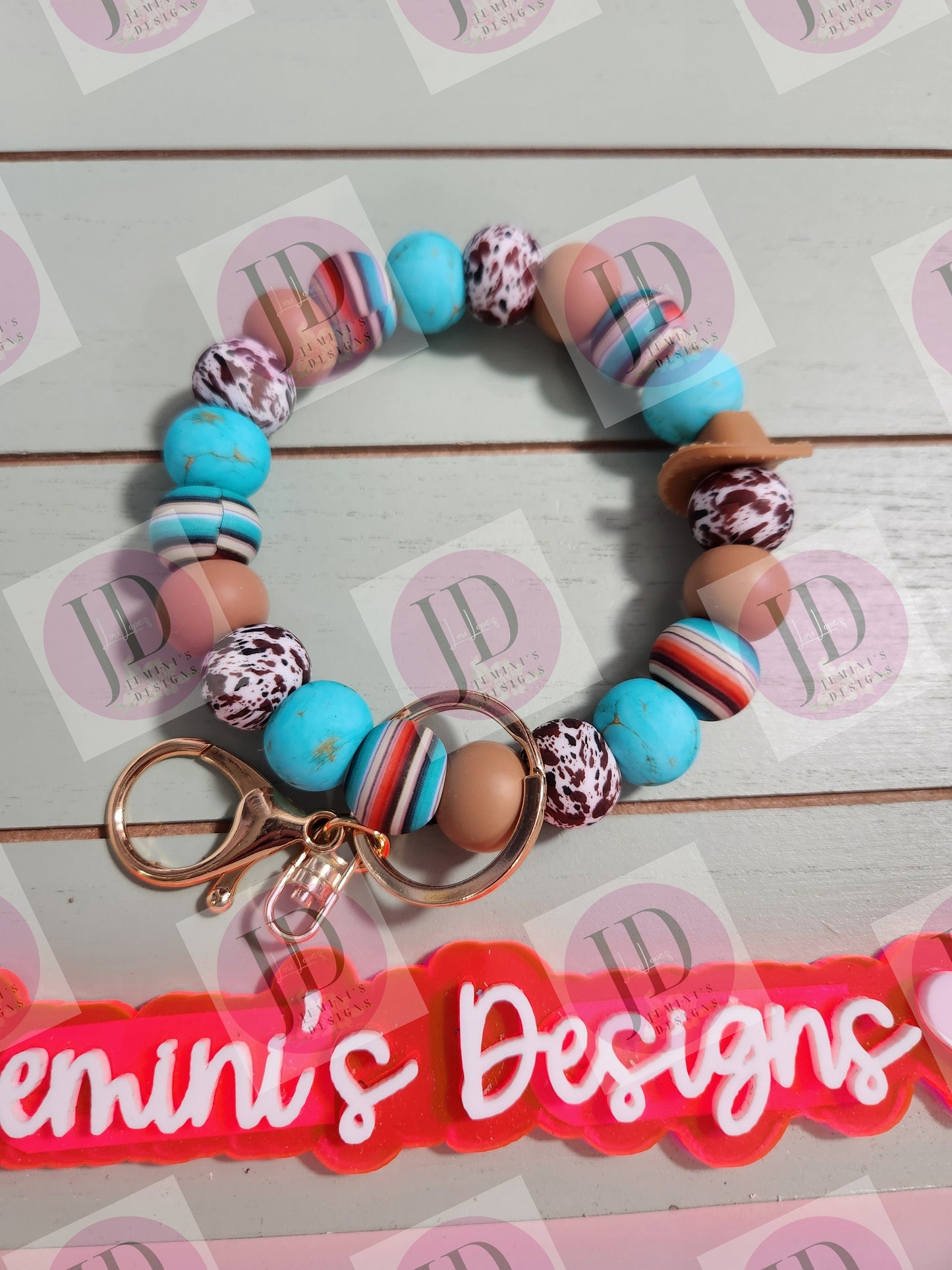 Serape Beaded Bangle cowboy/serape/ turquoise Keychain/beaded Bangle Cowboy for her/turquoise serape wristlet Bangle bracelet for her