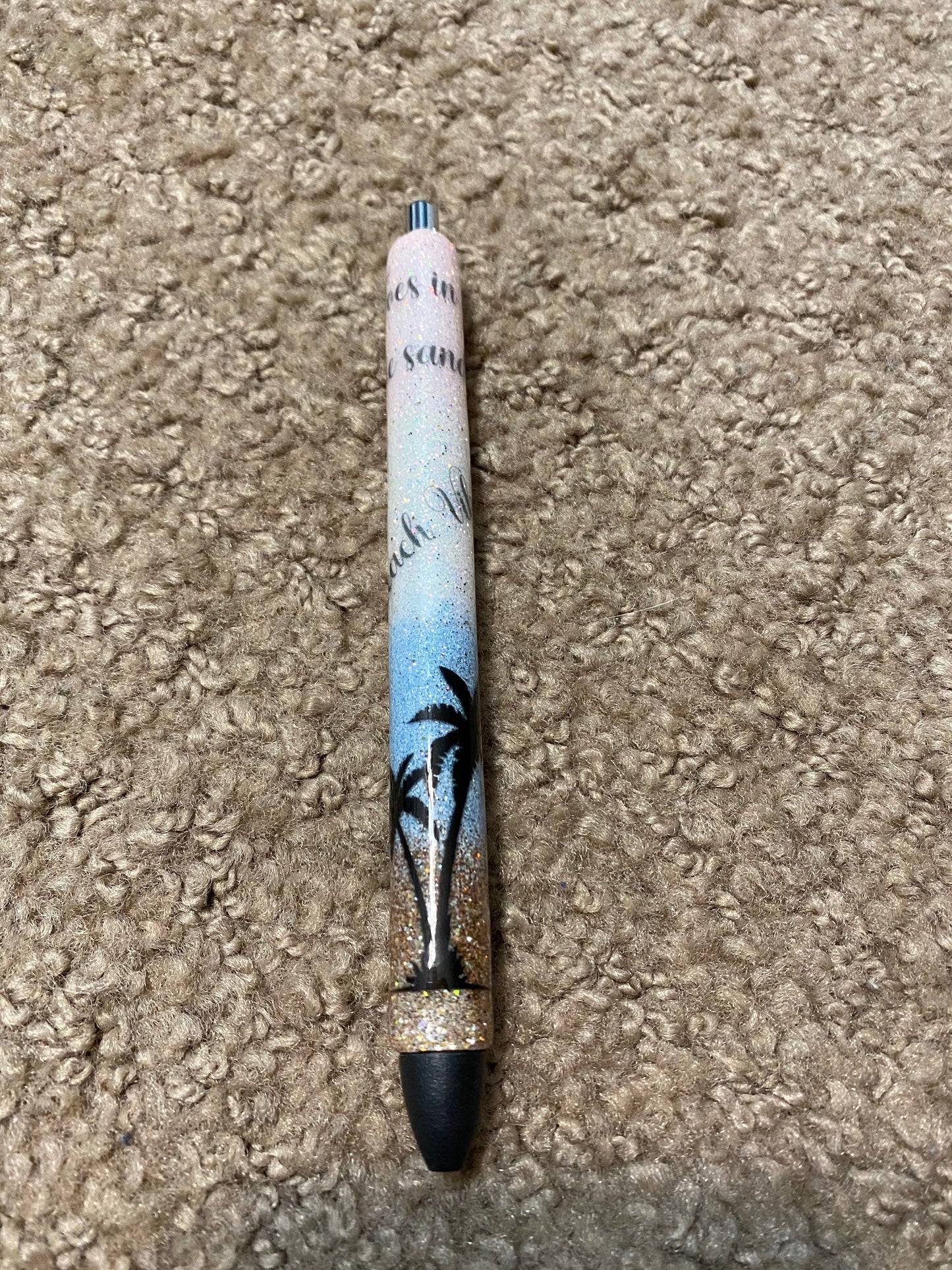 Glitter beach pens, Custom Glitter beach pens, Toes in the sand or Life is better at the beach custom made pens