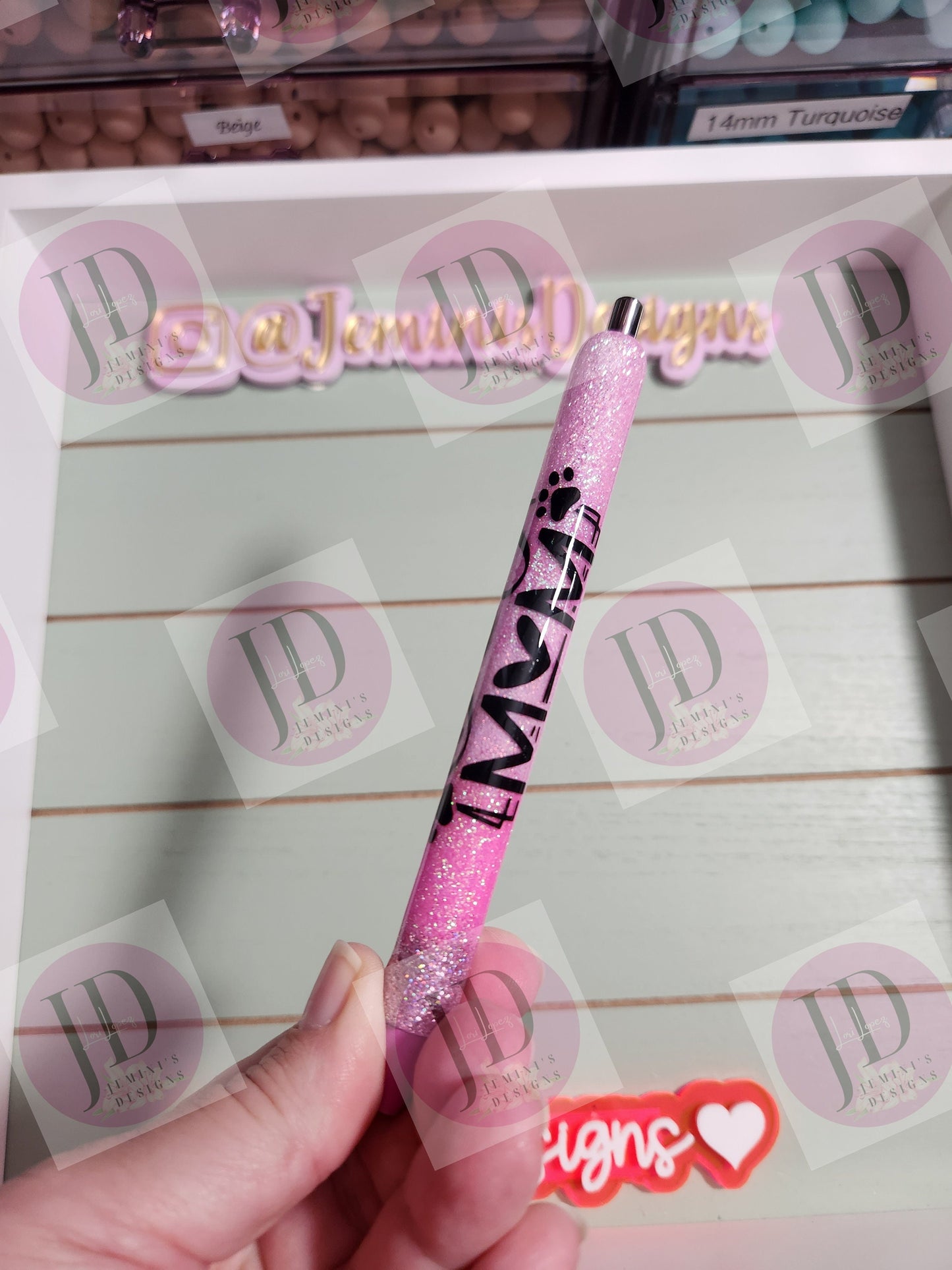 Glitter Pens, Glitter Gel pen, Dog mom glitter pen, dog glitter pens, pink ombre glitter/pink dog mom pen