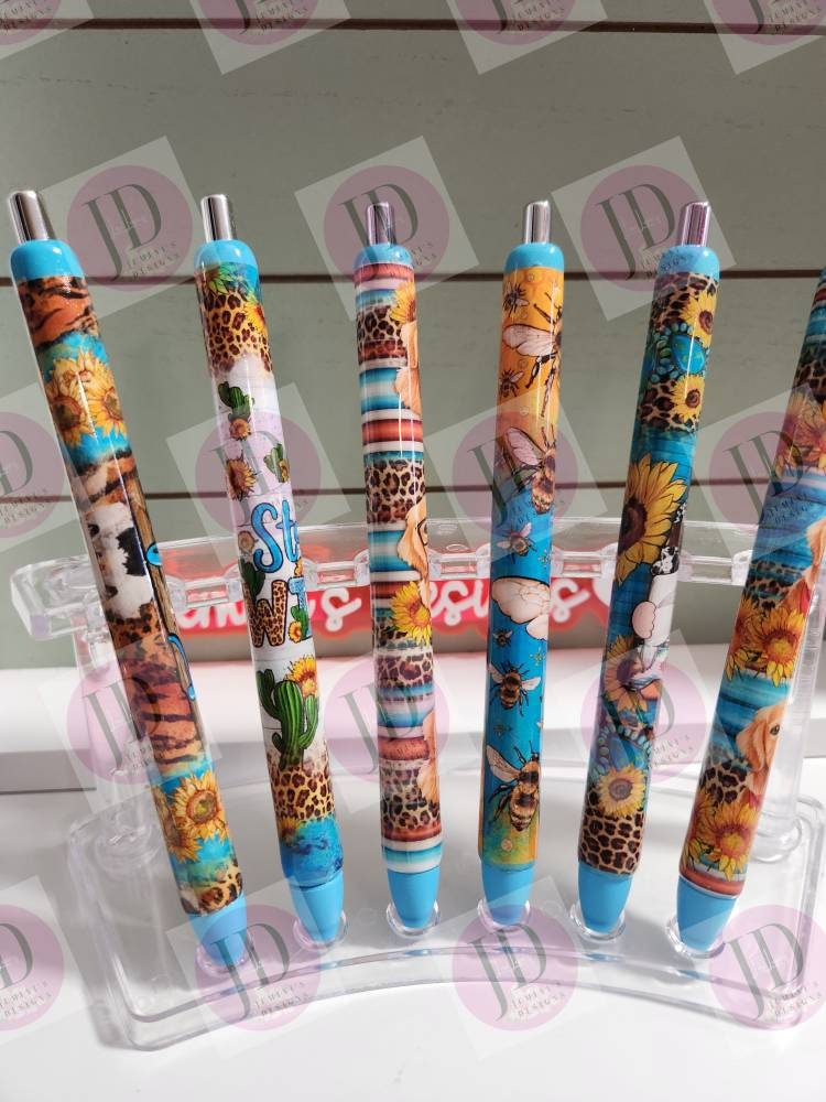 Teacher/Stay Wild/Golden Retriever Glasses/Bee/Gnome or golden Ret pen wrap. Turquoise penwraps, vibrant  colors-no glitter