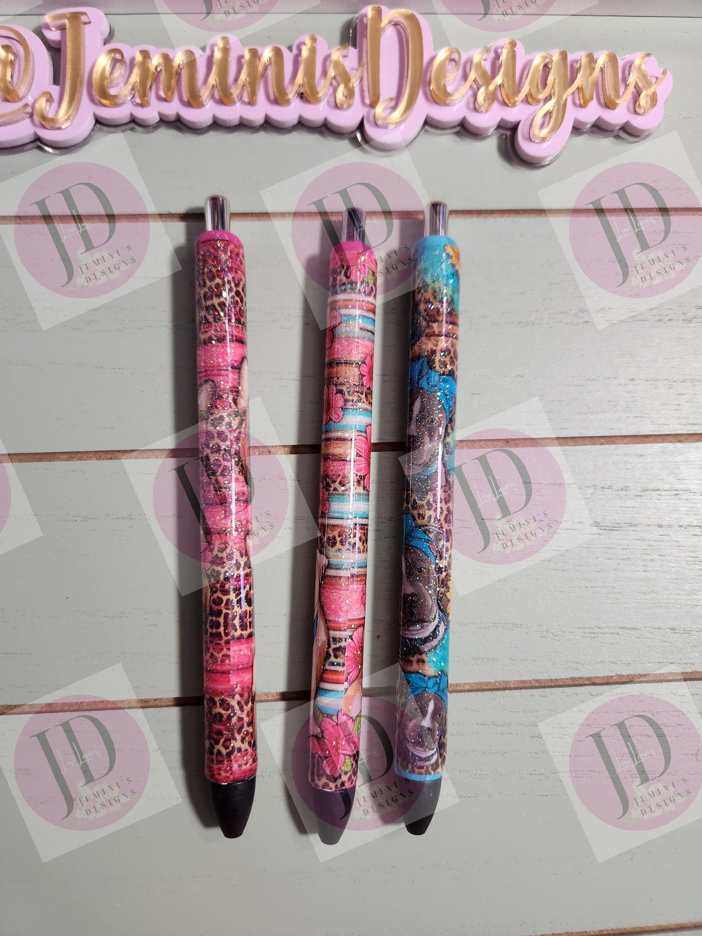 French Bulldog, English bulldog  or Pitbull pen wrap Glitter pen, pen wrap with Lots of vibrant colors sparkle.   Gorgeous glitter pen