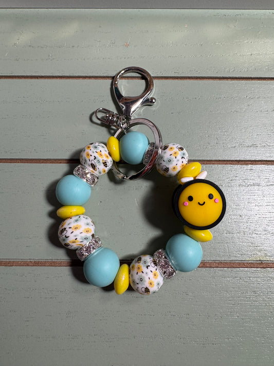 Beaded mini keychain,bumblebee dangle keychain