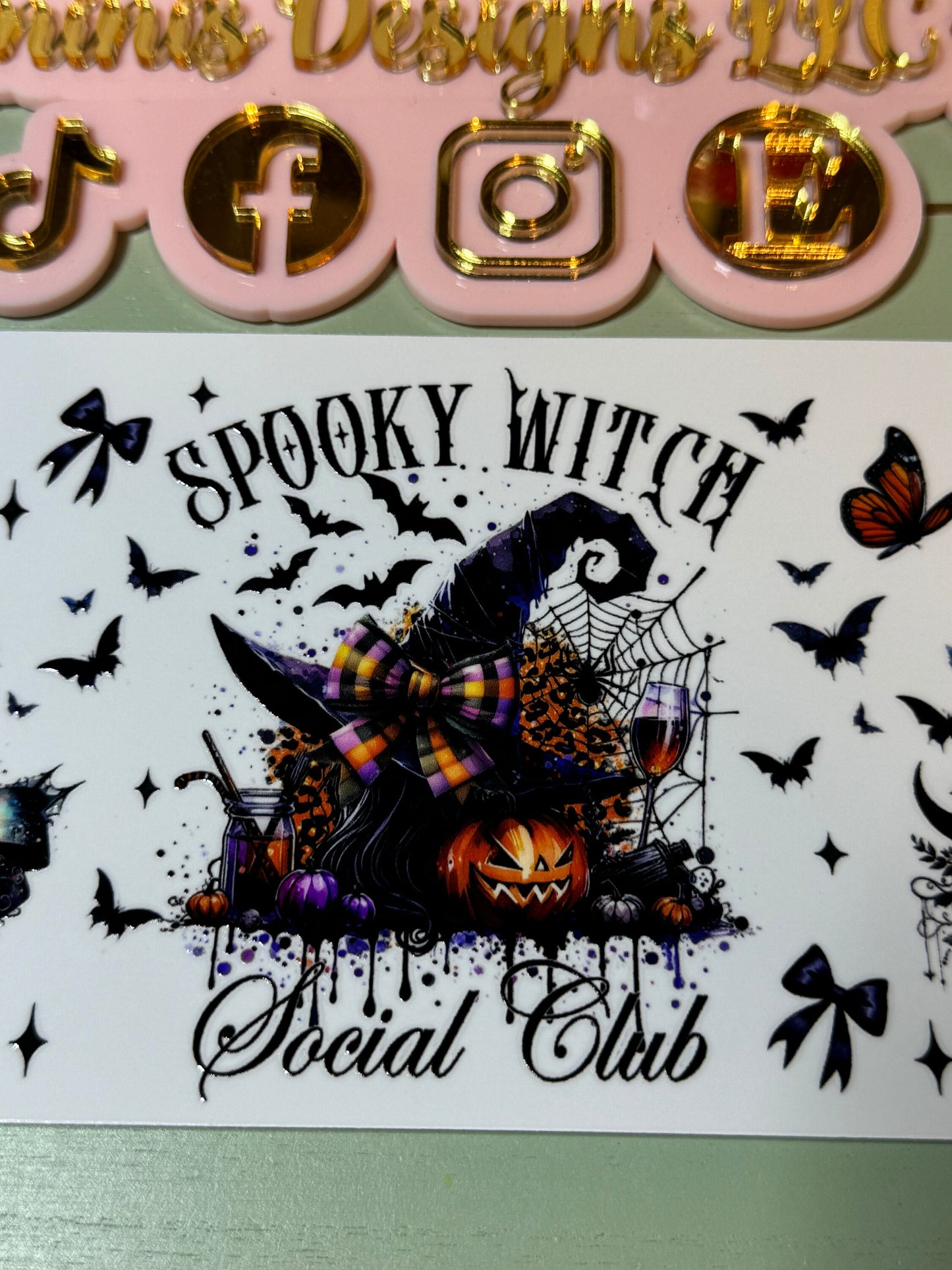 Ready to press| Spooky witch/ social club /bows/Halloween/butterfly/ witch hat | uvdtf wrap | Permanent decal | No heat needed | Waterproof