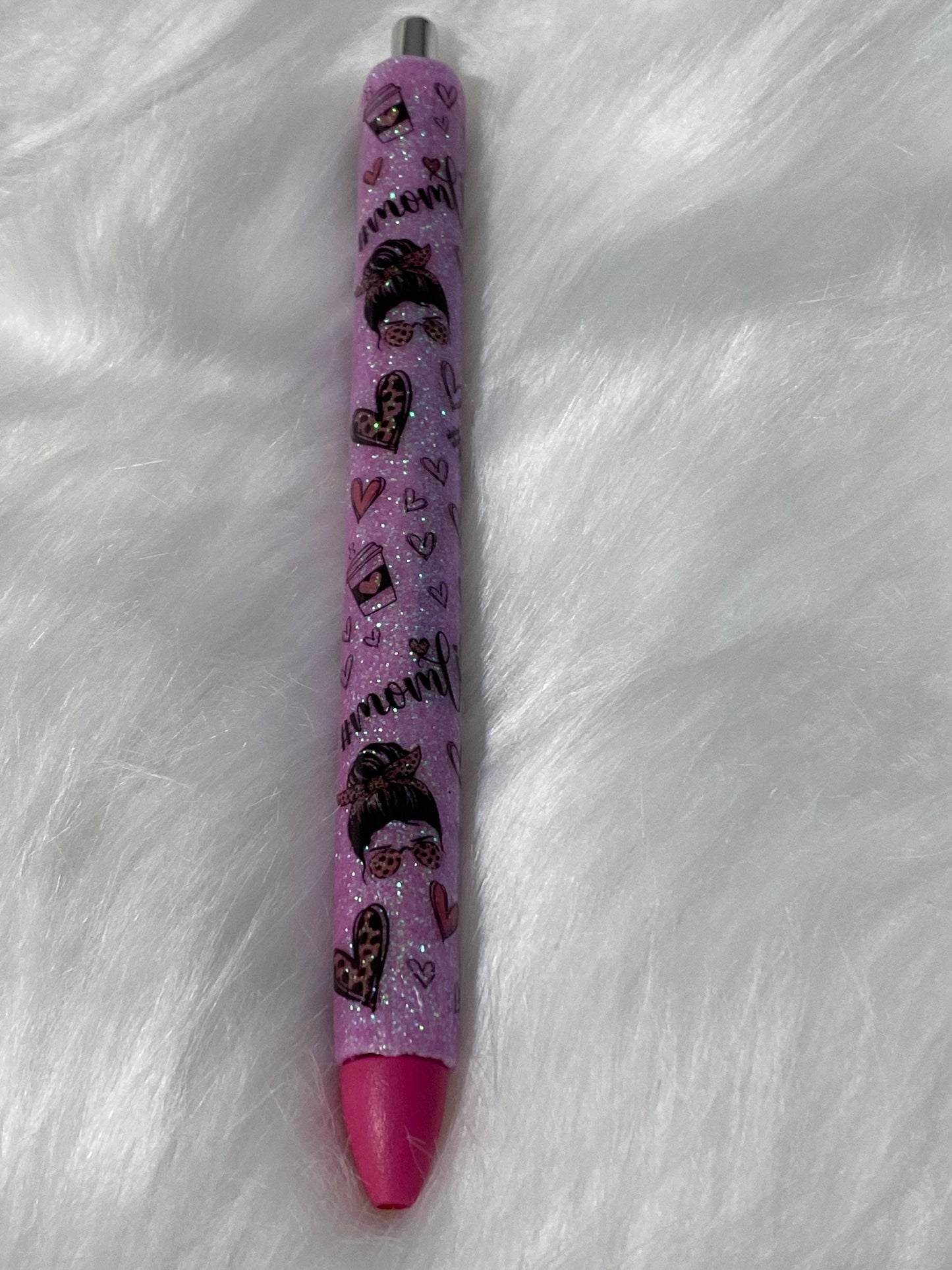 Mom Life Glitter Pens, Glitter Gel Pens- Pink mom life glitter pen