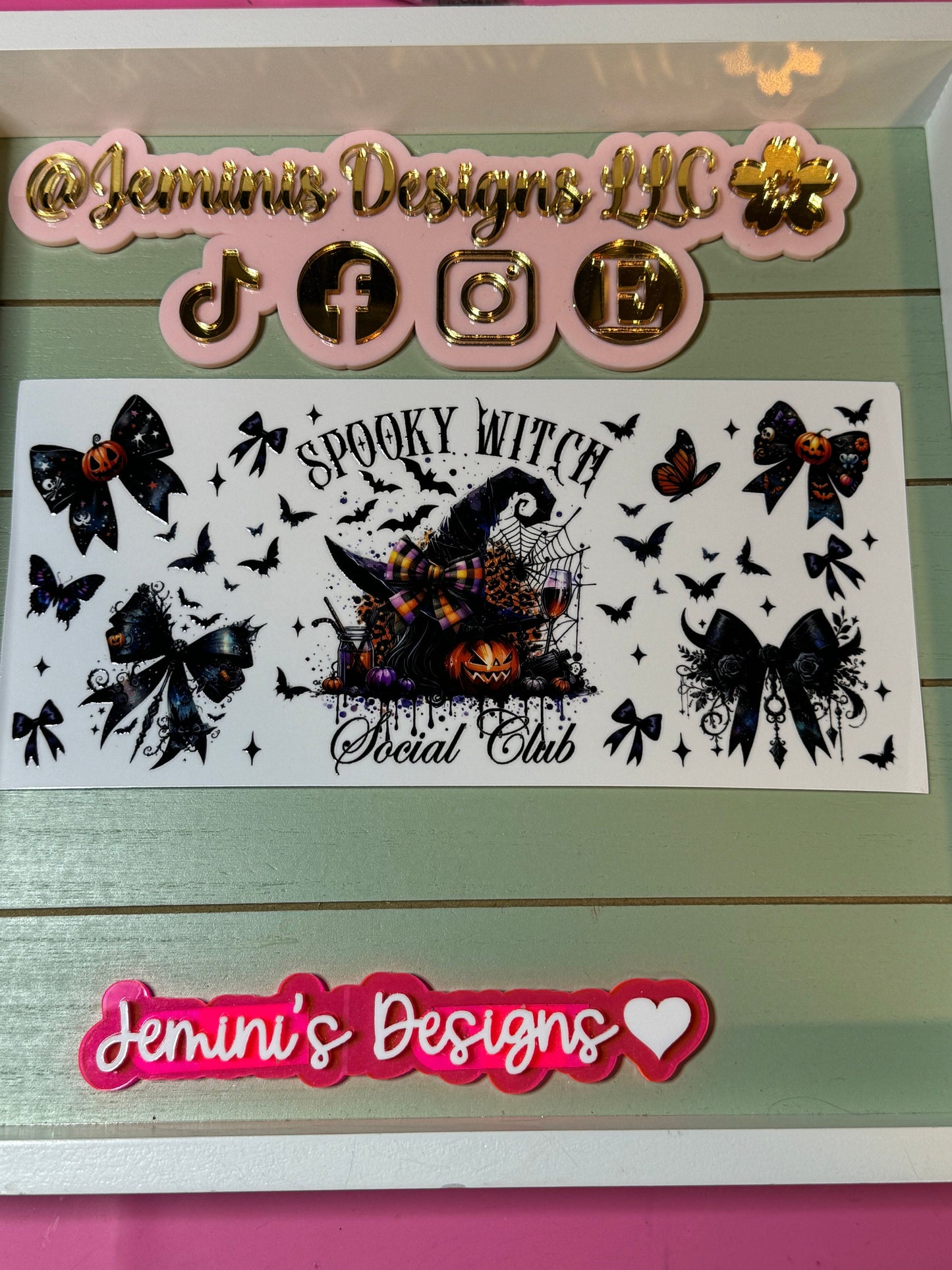 Ready to press| Spooky witch/ social club /bows/Halloween/butterfly/ witch hat | uvdtf wrap | Permanent decal | No heat needed | Waterproof