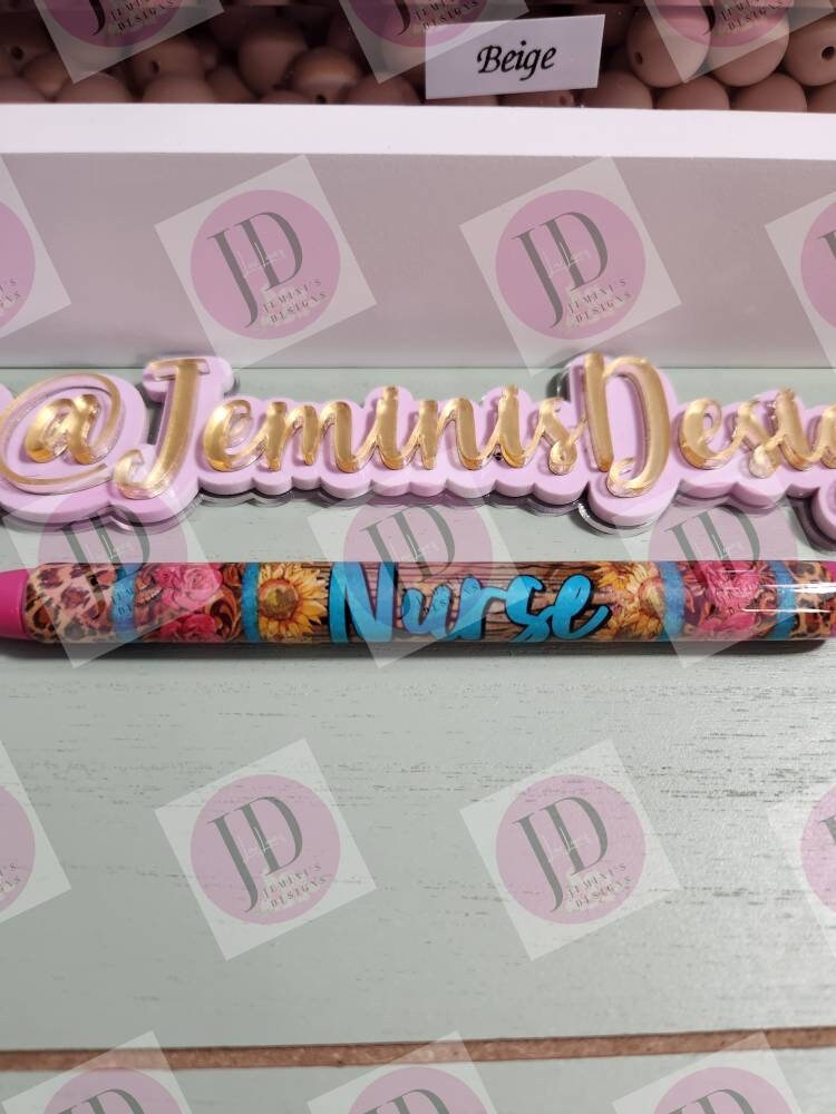 Nurse pen vibrant flowers, pink & turquoise pen wrap with Lots of vibrant colors/ Sunflower and roses Nurse pen wrap pen