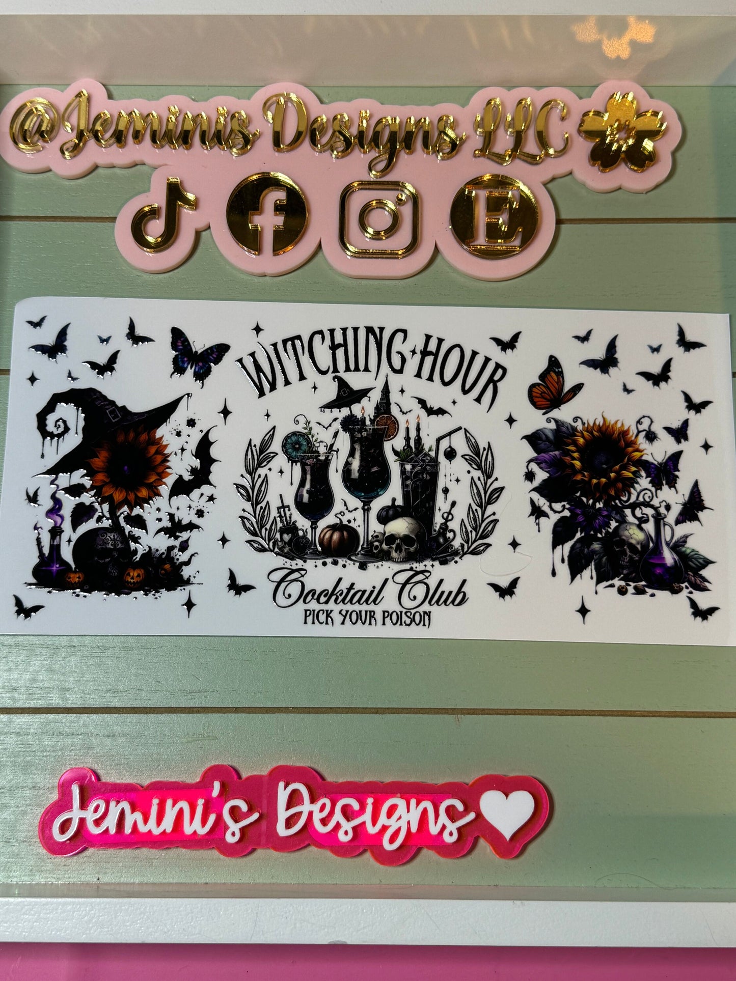 Ready to press| Witching hour/ pick your poison /bats/Halloween/butterfly | uvdtf wrap | Permanent decal | No heat needed | Waterproof