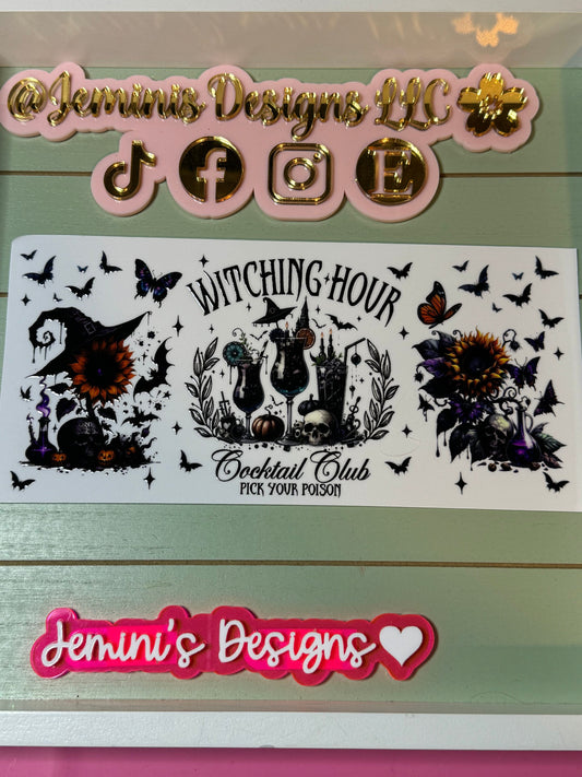 Ready to press| Witching hour/ pick your poison /bats/Halloween/butterfly | uvdtf wrap | Permanent decal | No heat needed | Waterproof