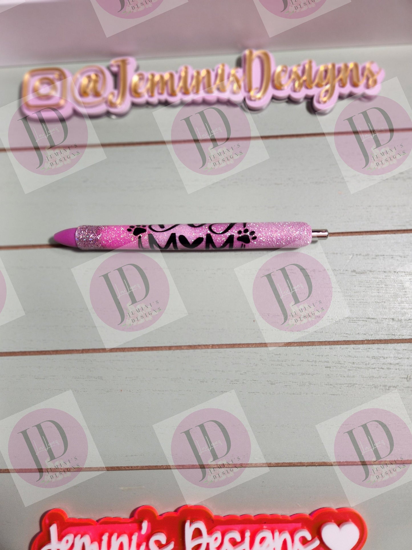 Glitter Pens, Glitter Gel pen, Dog mom glitter pen, dog glitter pens, pink ombre glitter/pink dog mom pen