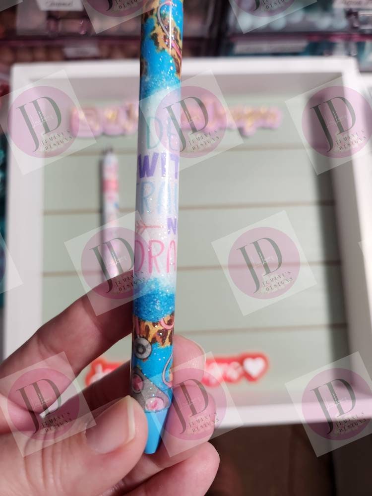 Nurse pen/ patience/caring/ I deal with trauma not drama pen wrap Glitter pen, pen wrap with Lots of vibrant colors and glitter