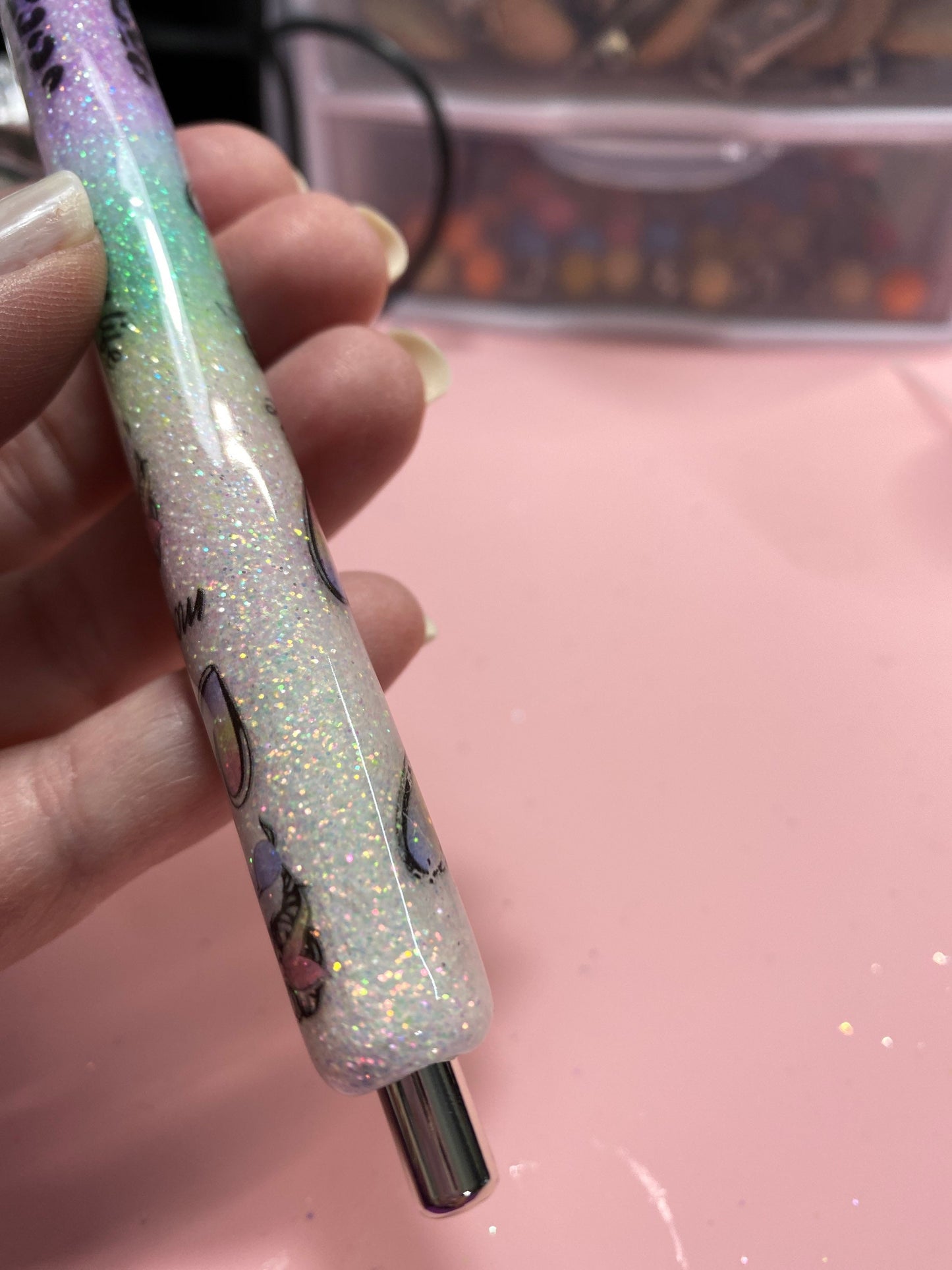 Mom Life Glitter Pens, Glitter Gel Pens- glitter pastel rainbow pens/Mom glitter pen/pastel peach/pink /yellow/green/blue purple