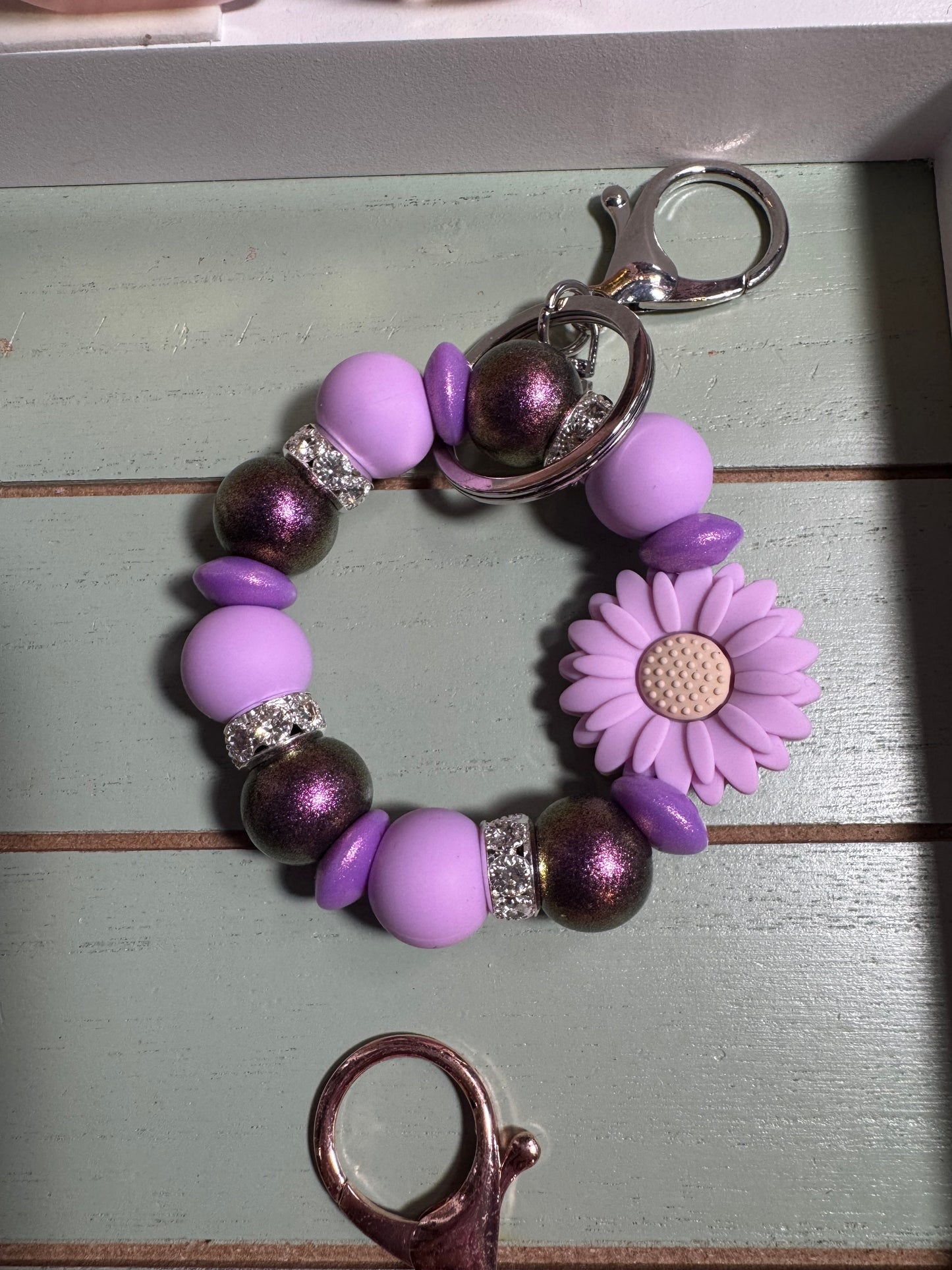 Beaded mini keychain, choice of design/ Sunflower mini bling keychain/ mini dangle keychain