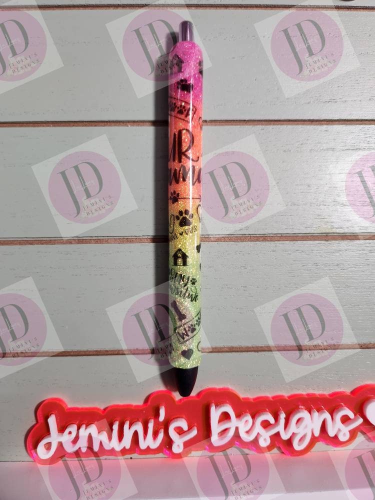 Fur Mama Dog Glitter Pens, Glitter Gel fur mama pen/Glitter rainbow pen