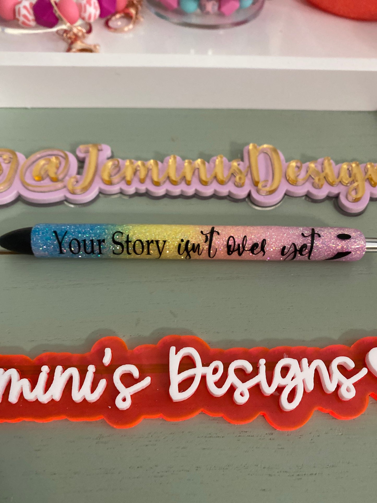 Your story isn't over yet ; rainbow glitter gel Pen/Glitter Gel pen, your story glitter pen rainbow/ lavender /pink /peach/yellow /blue