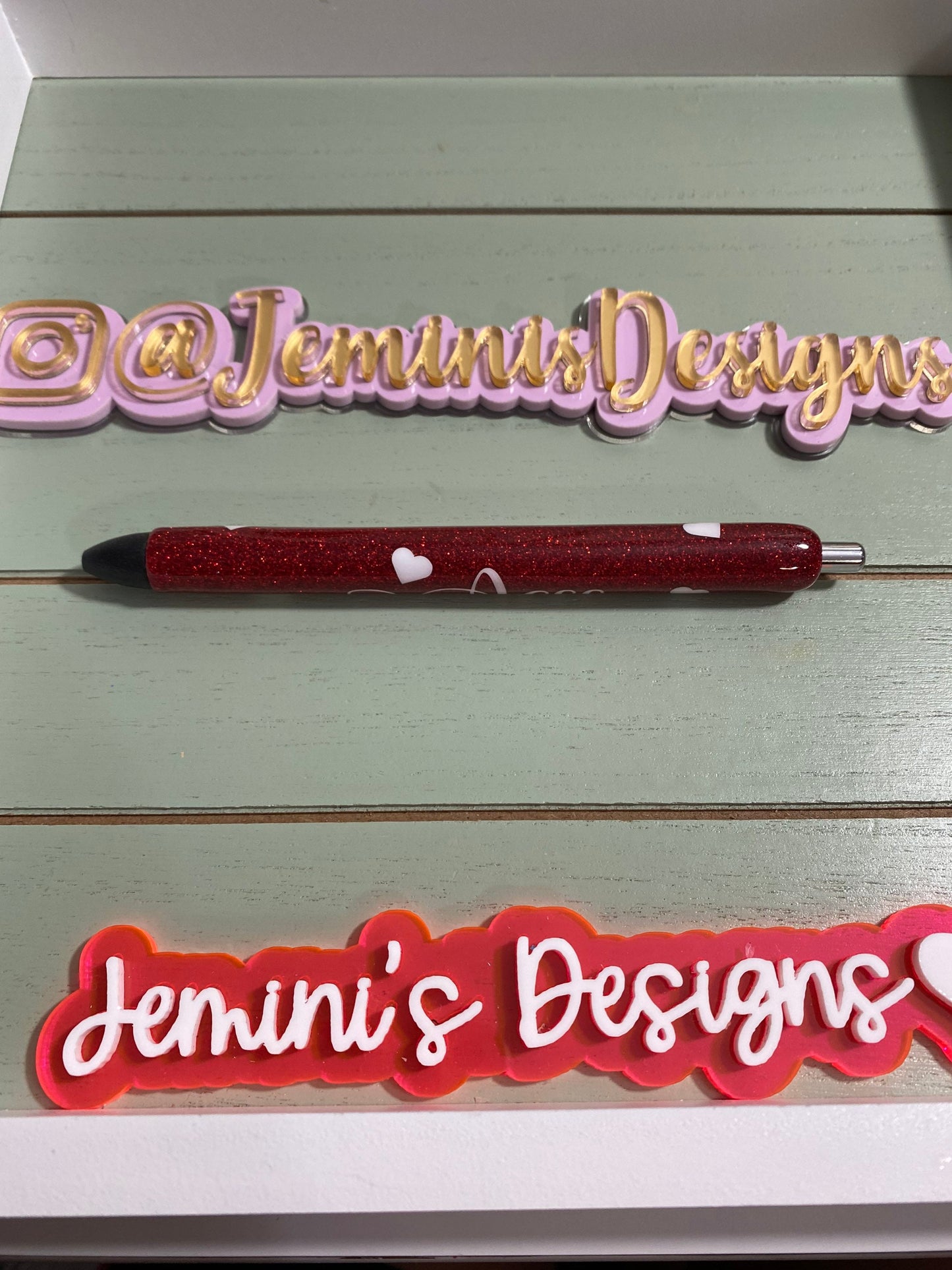 personalized red glitter gel Pen with tiny hearts Glitter Gel pen, your name glitter pens, ruby glitter pens, customized pen