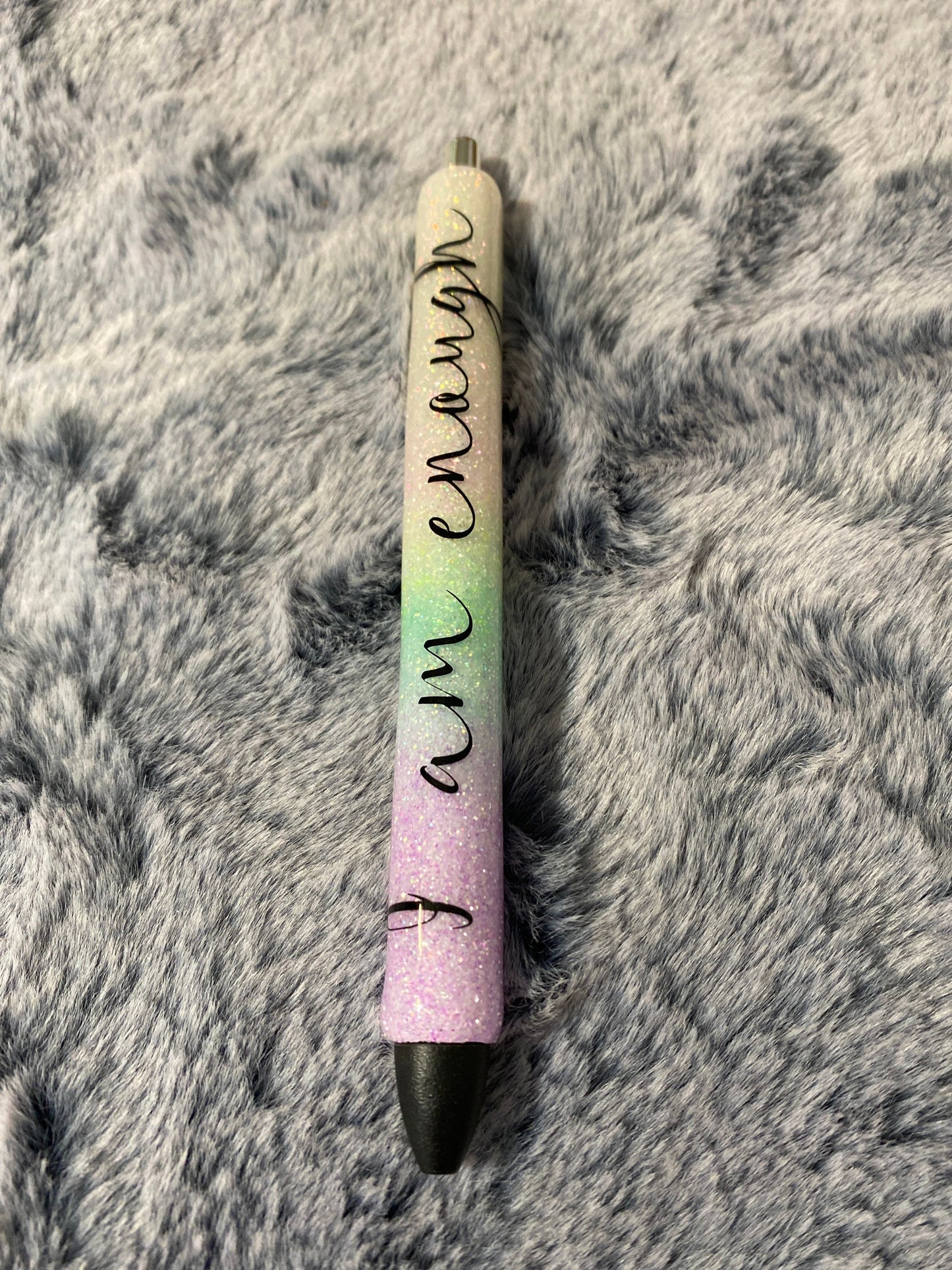 I am Enough pastel rainbow Glitter Pens, Glitter Gel Pens,pastel peach/pink /yellow /green/purple / black letters/ absolutely gorgeous pen