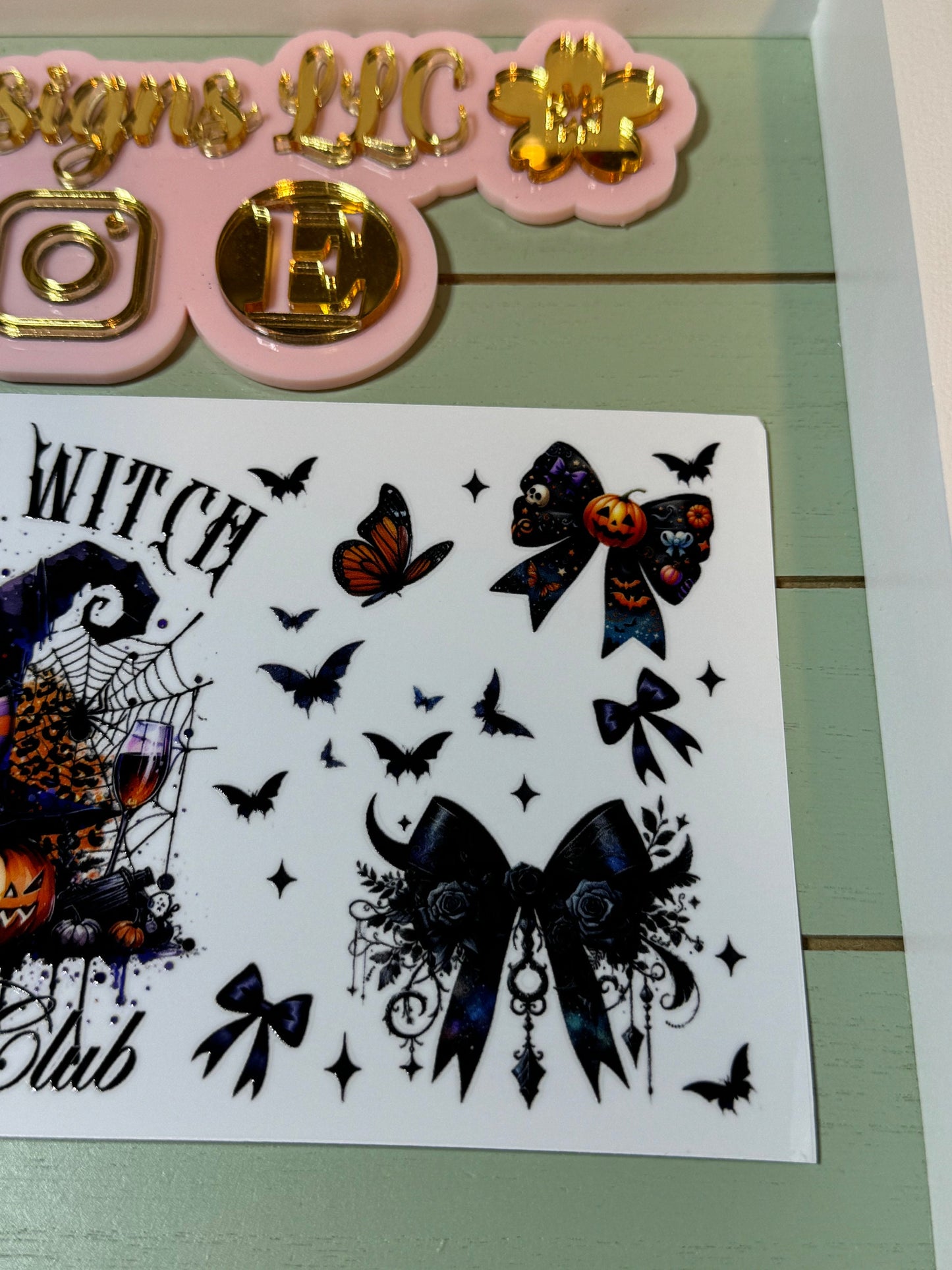 Ready to press| Spooky witch/ social club /bows/Halloween/butterfly/ witch hat | uvdtf wrap | Permanent decal | No heat needed | Waterproof