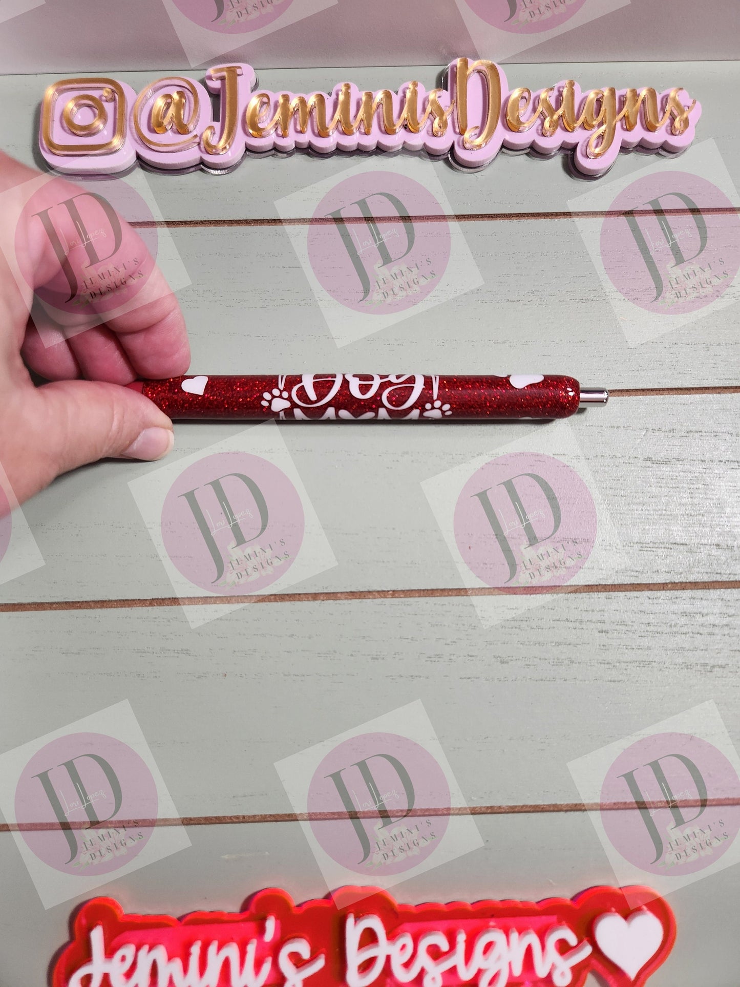 Glitter Pens, Glitter Gel pen, Dog mom glitter pen, dog glitter pens, red glitter/red dog mom pen