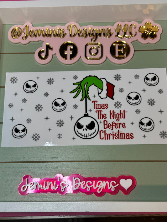 UV DTF Ready to press|  Christmas nightmare jack| uvdtf wrap | Permanent decal | No heat needed | Waterproof