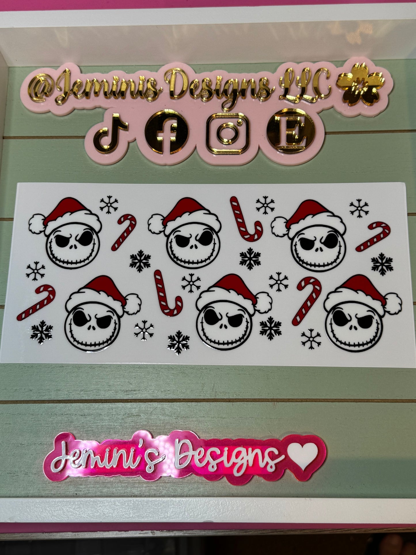 UV DTF Ready to press|  Christmas nightmare jack hat candy canes| uvdtf wrap | Permanent decal | No heat needed | Waterproof