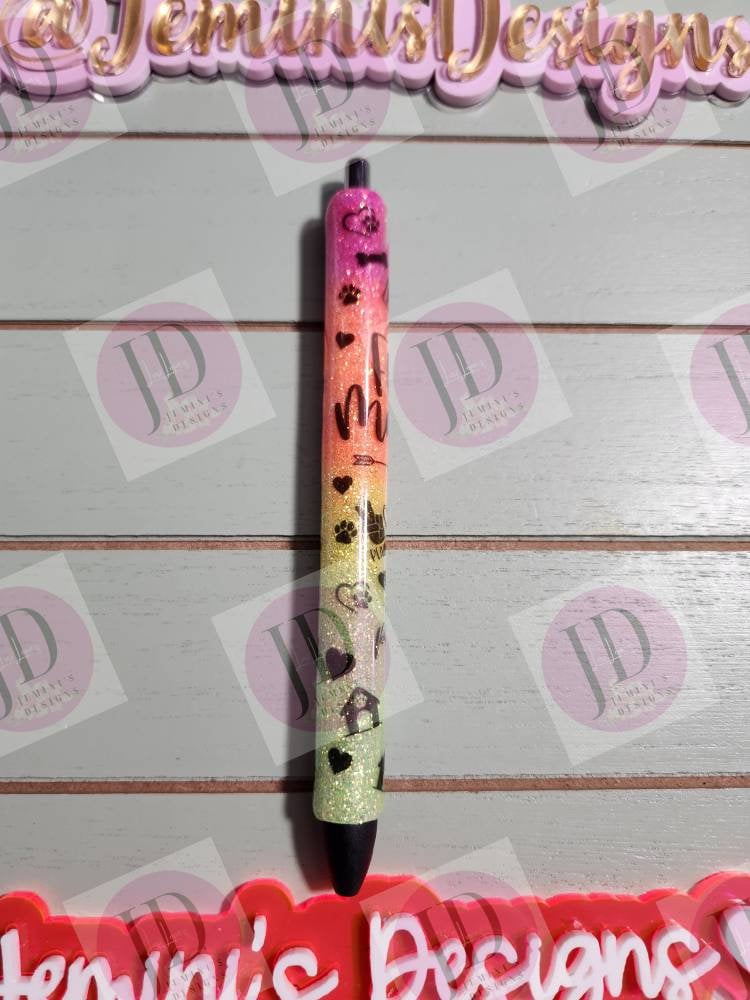 Fur Mama Dog Glitter Pens, Glitter Gel fur mama pen/Glitter rainbow pen