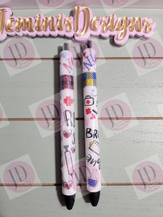 Nurse, RN, Love Brave Strong pen wrap Glitter pen, pen wrap with Lots of vibrant colors sparkle.   Gorgeous glitter pen