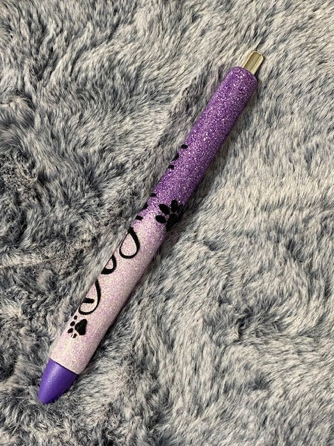 Glitter Pens, Glitter Gel pen, Dog mom glitter pens, dog glitter pens, lavender/purple w paw print /glitter/gifts for women and teens