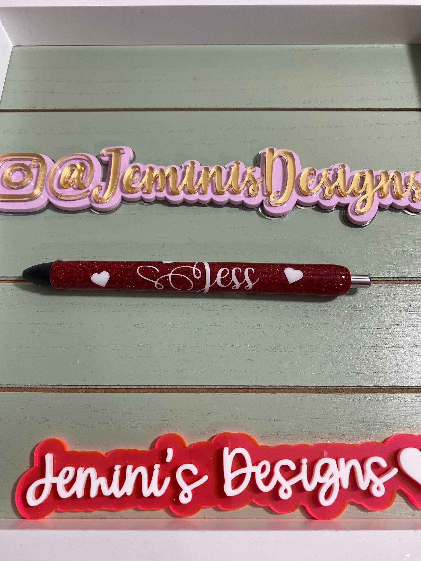 personalized red glitter gel Pen with tiny hearts Glitter Gel pen, your name glitter pens, ruby glitter pens, customized pen