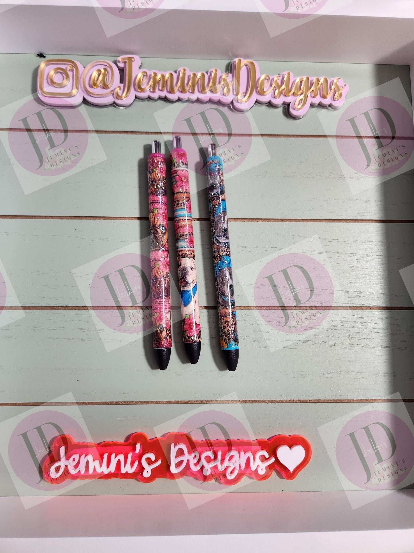 French Bulldog, English bulldog  or Pitbull pen wrap Glitter pen, pen wrap with Lots of vibrant colors sparkle.   Gorgeous glitter pen